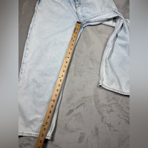 Sandro Paris 100% Cotton Wide Leg High Rise Ankle Very Light Blue Jeans 40 US 8 - Picture 11 of 16